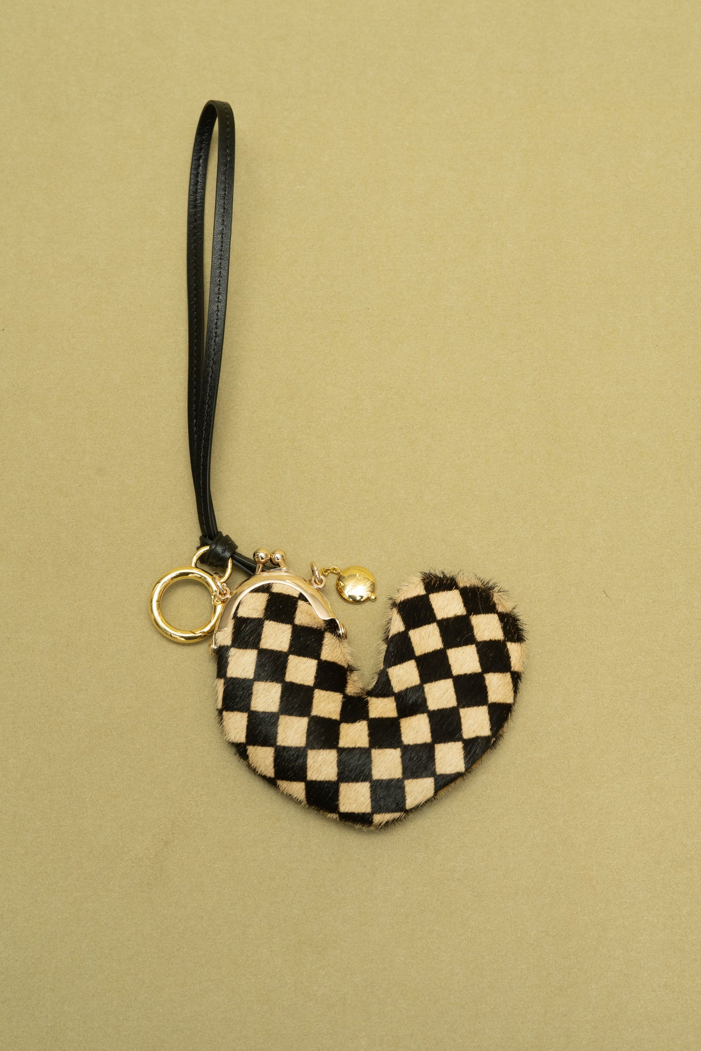 CHECKERBOARD HORSE HAIR HEART COIN PURSE / CHARM
