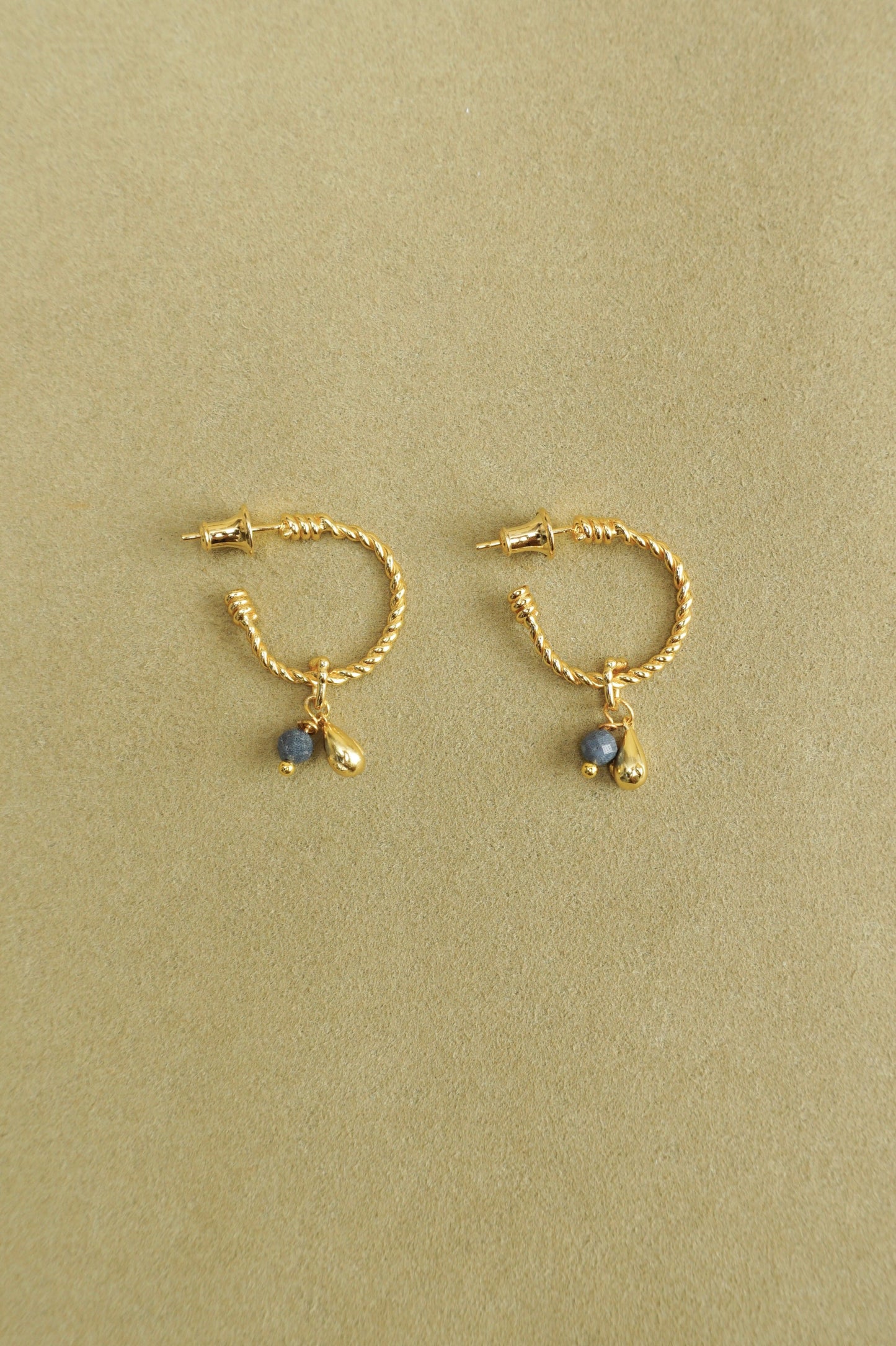 BLUE CORAL LUCKY BEAN STUD EARRINGS