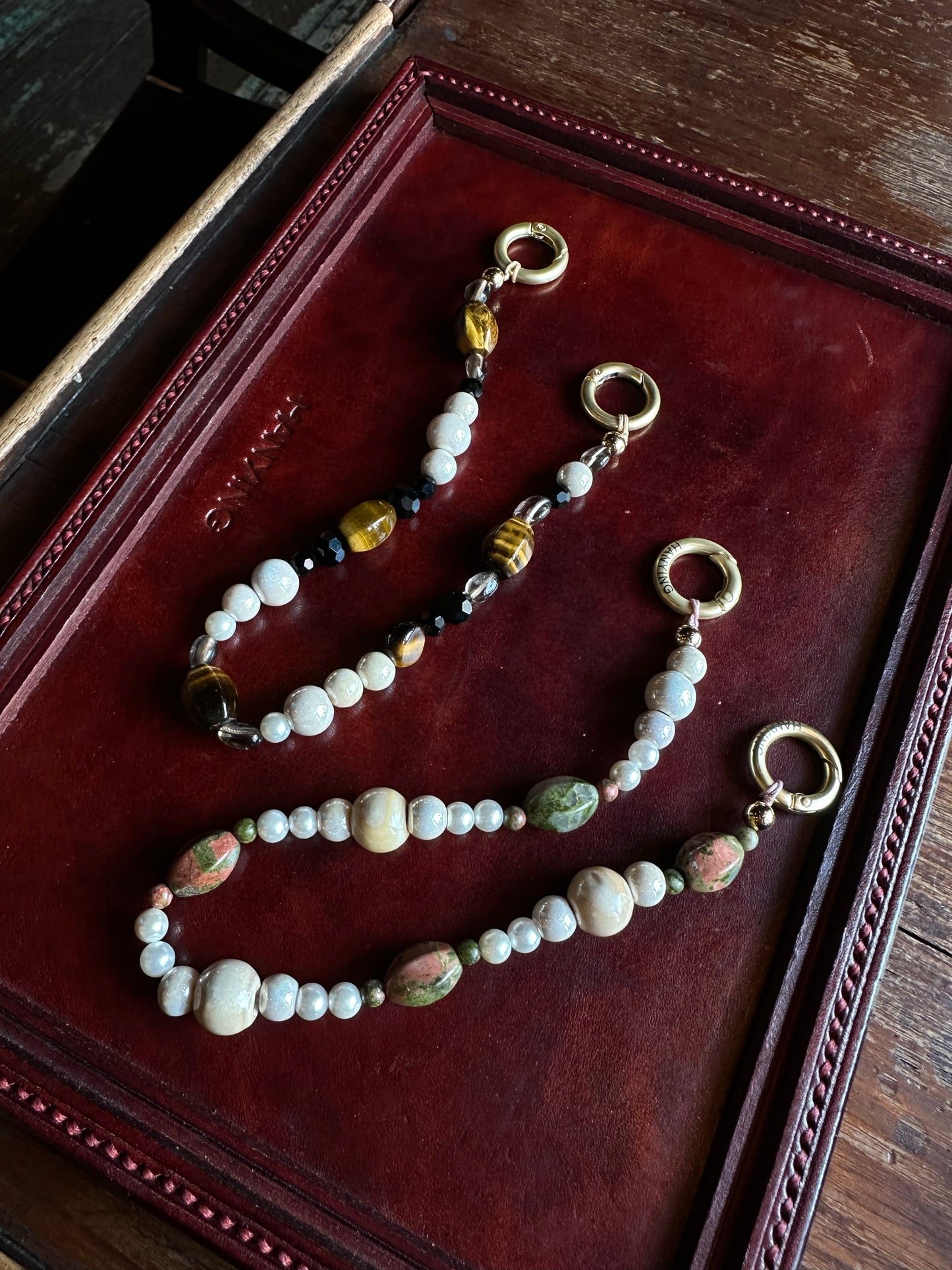 FLOWER JASPER BEADED PHONE CHARM