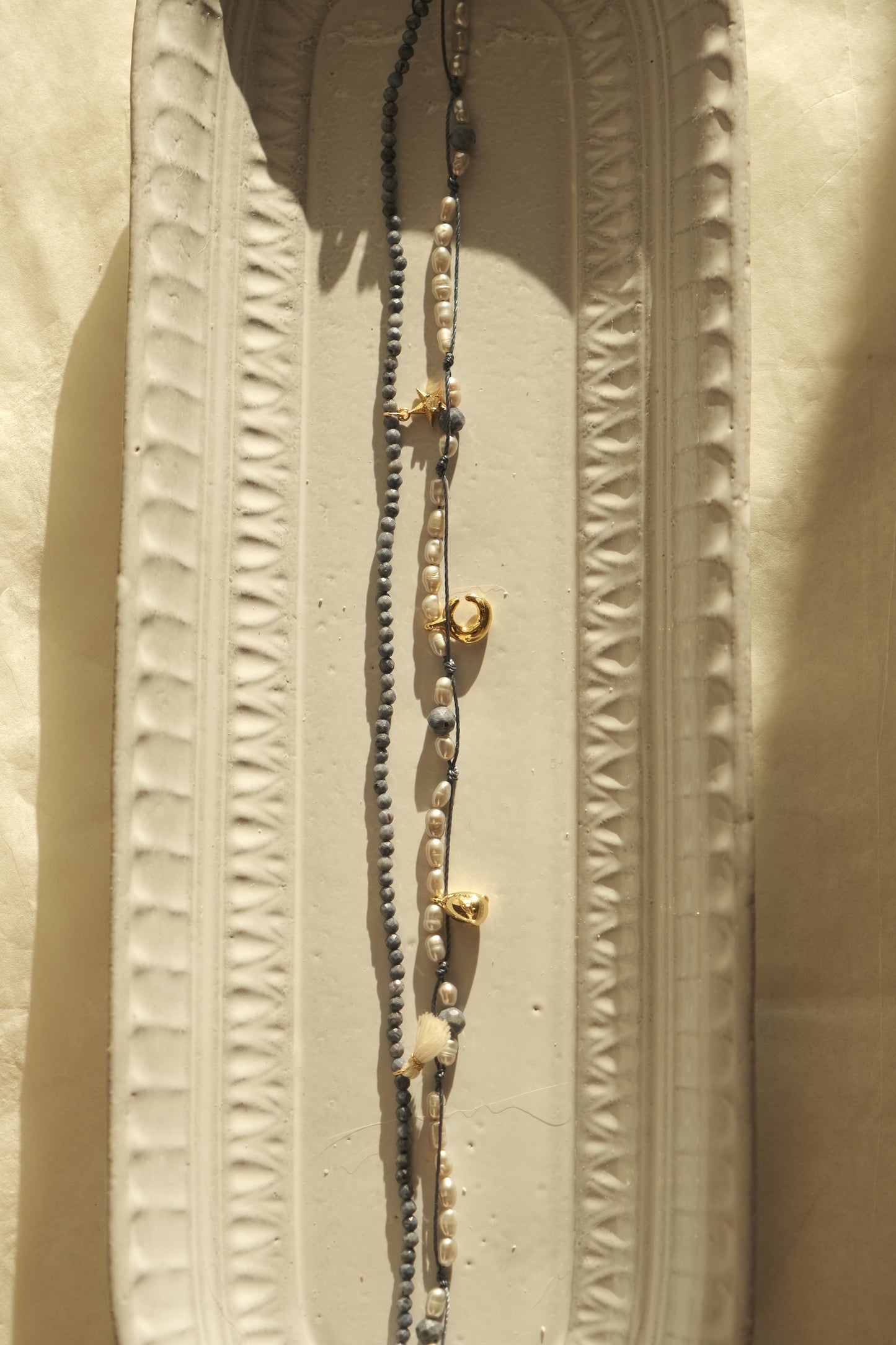 DOUBLE-LAYER MOON & STAR BLUE CORAL BEADED NECKLACE