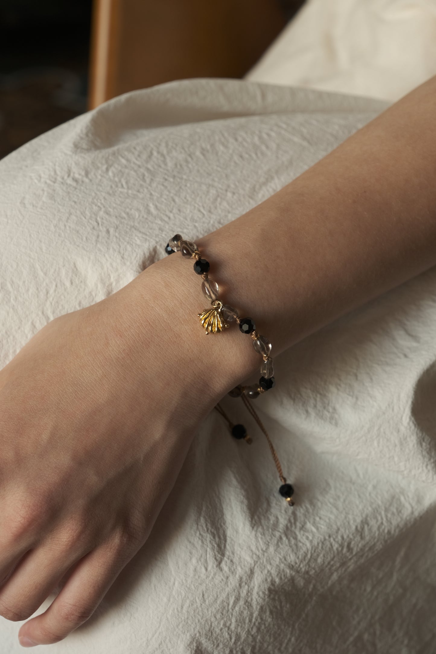 GUARDIAN AMULET SMOKY QUARTZ BEADED BRACELET