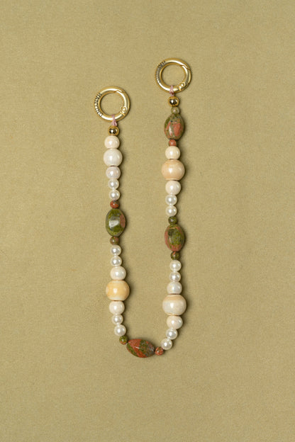 FLOWER JASPER BEADED PHONE CHARM