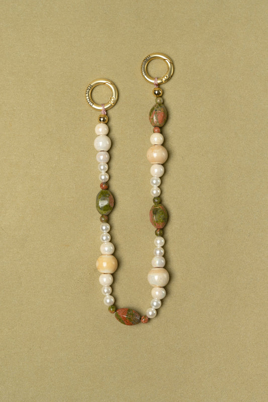 FLOWER JASPER BEADED PHONE CHARM