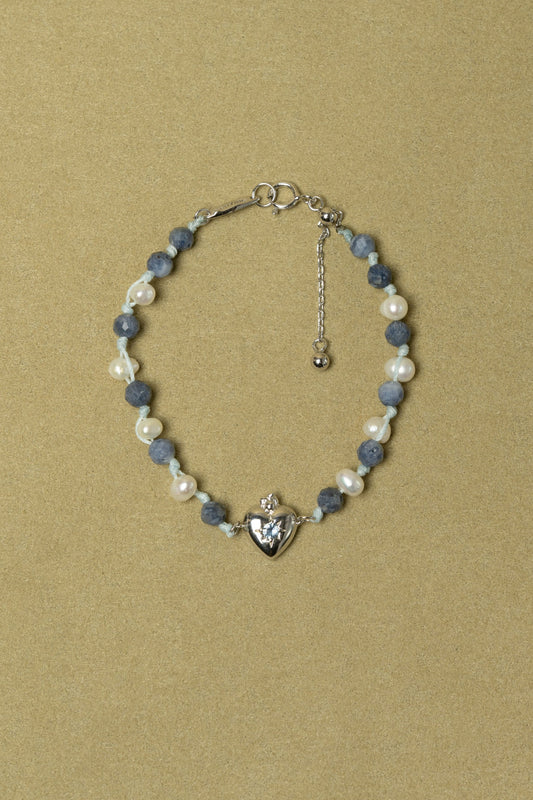 SACRED HEART CORAL BEAD BRACELET