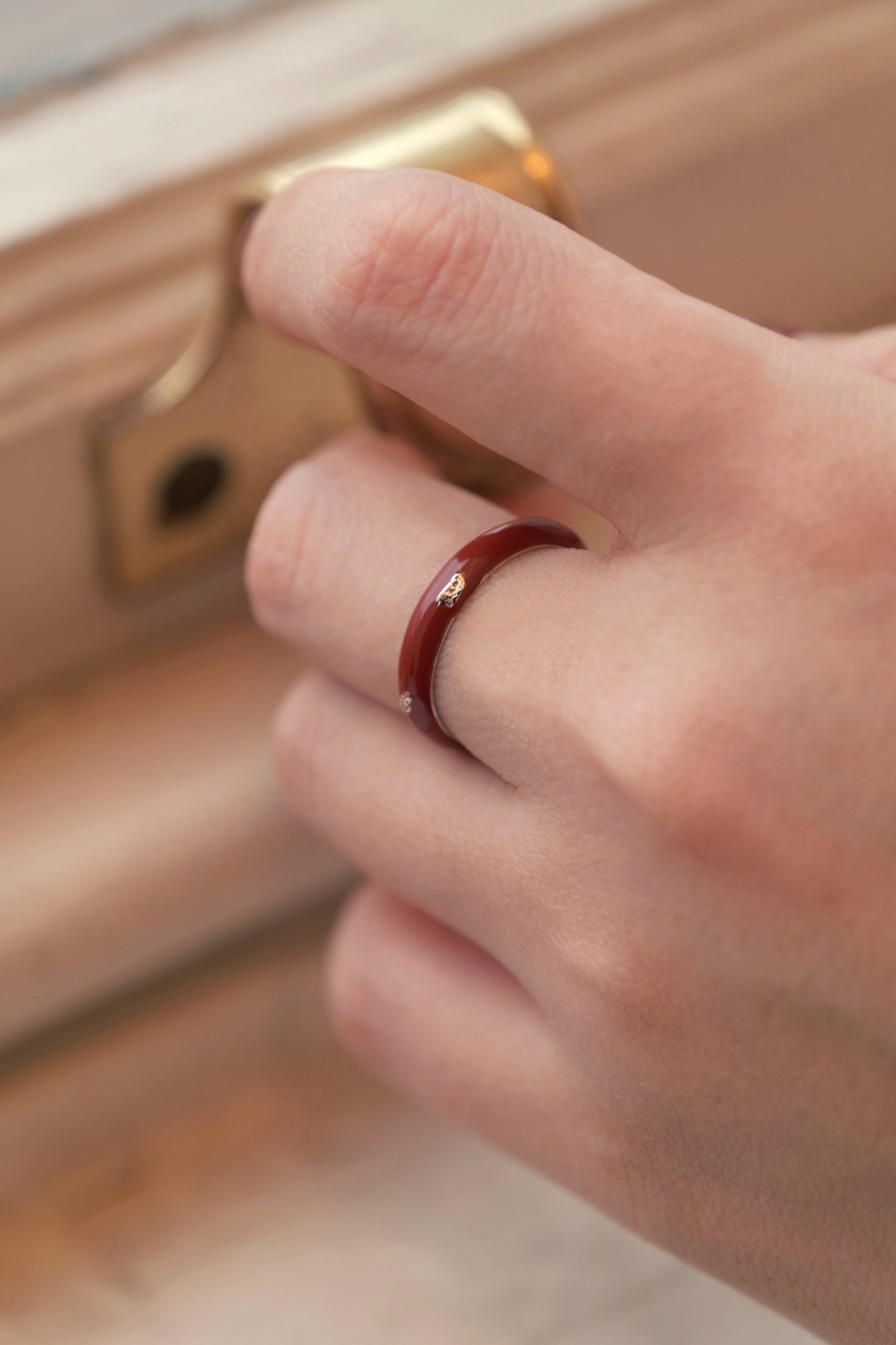 THIN BAND RED ENAMEL RING