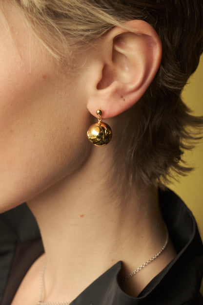 GOLD ENAMEL BELL EARRINGS (SMALL)