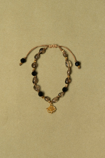 GUARDIAN AMULET SMOKY QUARTZ BEADED BRACELET