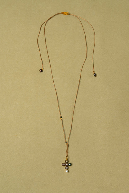 COLORFUL CROSS FRESHWATER PEARL NECKLACE