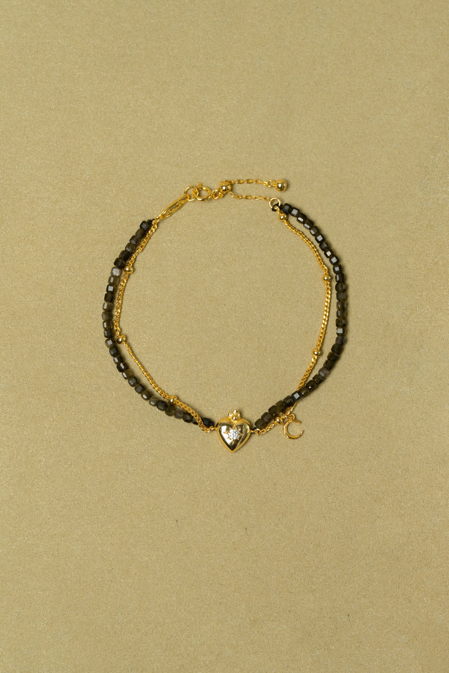 SACRED HEART GOLD OBSIDIAN BRACELET