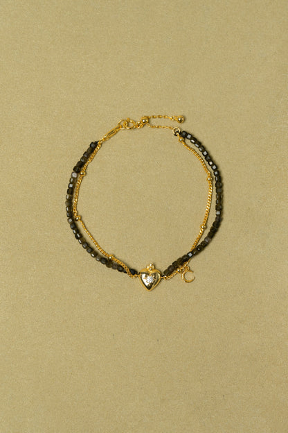 SACRED HEART GOLD OBSIDIAN BRACELET