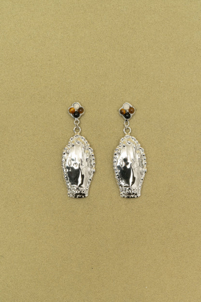 PALM TRICOLOR FLORAL STUD EARRINGS