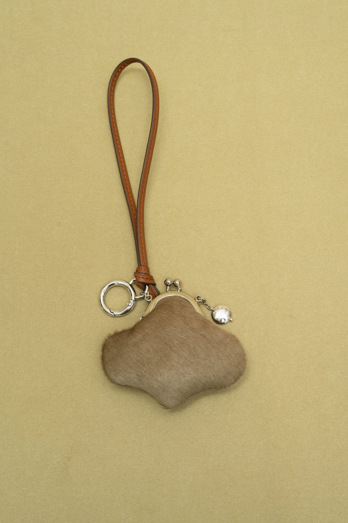 COFFEE HORSE HAIR CLOUD COIN PURSE / CHARM