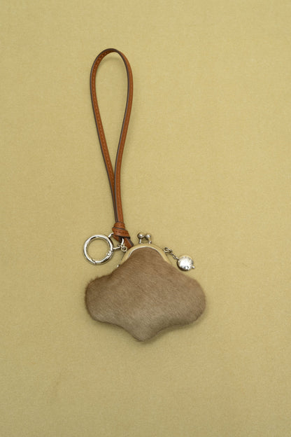 COFFEE HORSE HAIR CLOUD COIN PURSE / CHARM