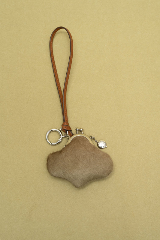 COFFEE HORSE HAIR CLOUD COIN PURSE / CHARM