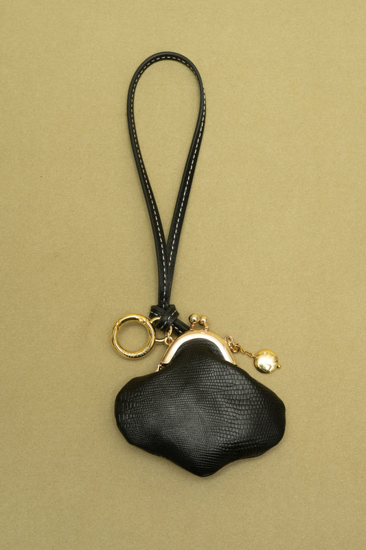 BLACK CROCODILE-PATTERN CLOUD COIN PURSE / CHARM