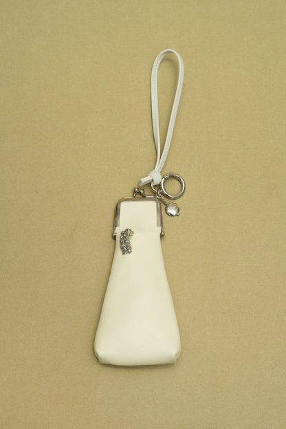CORAL CLASP WHITE COWHIDE COIN PURSE / CHARM