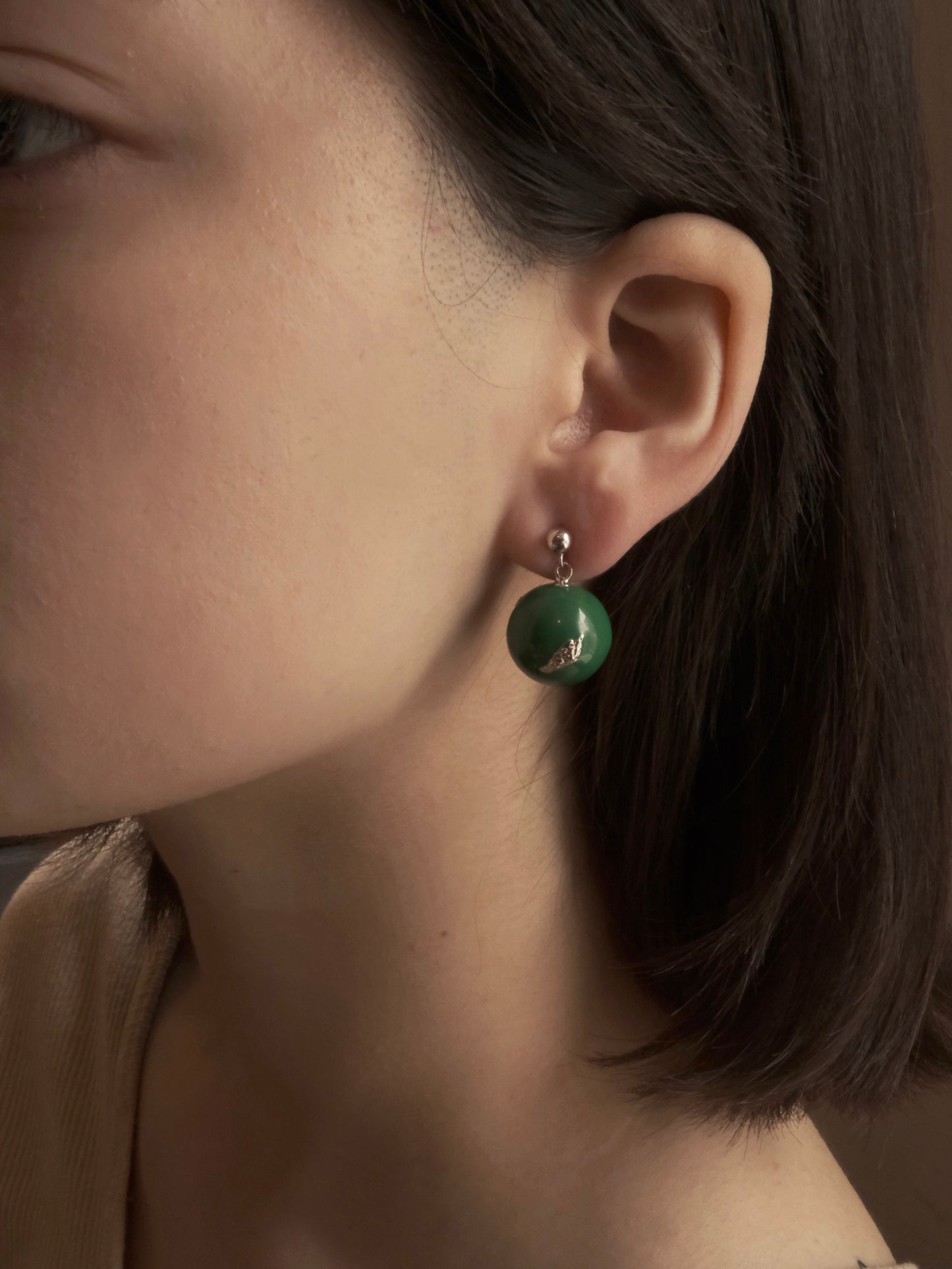 GREEN ENAMEL BELL EARRINGS (SMALL)