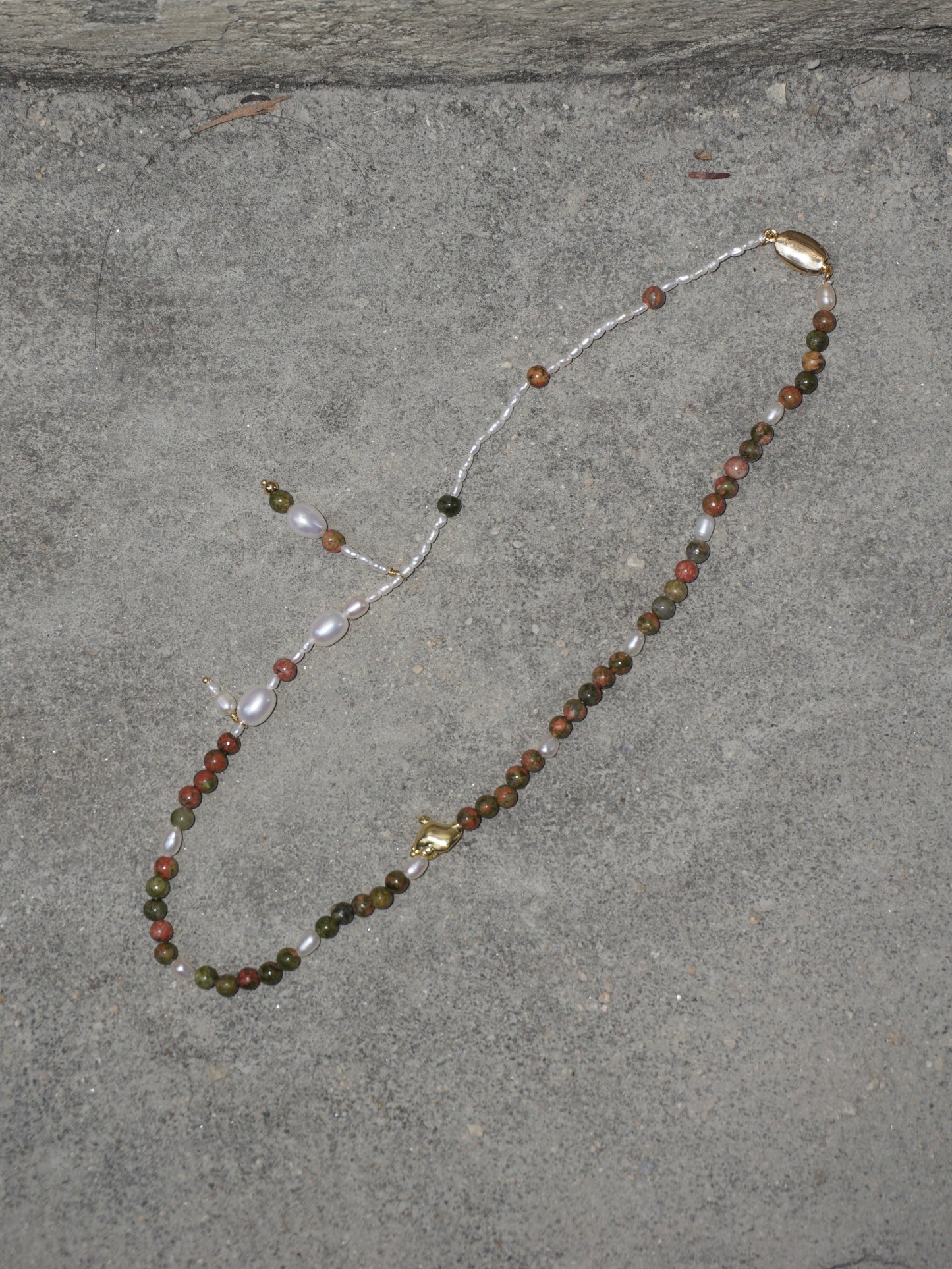 UNAKITE PEARL NECKLACE