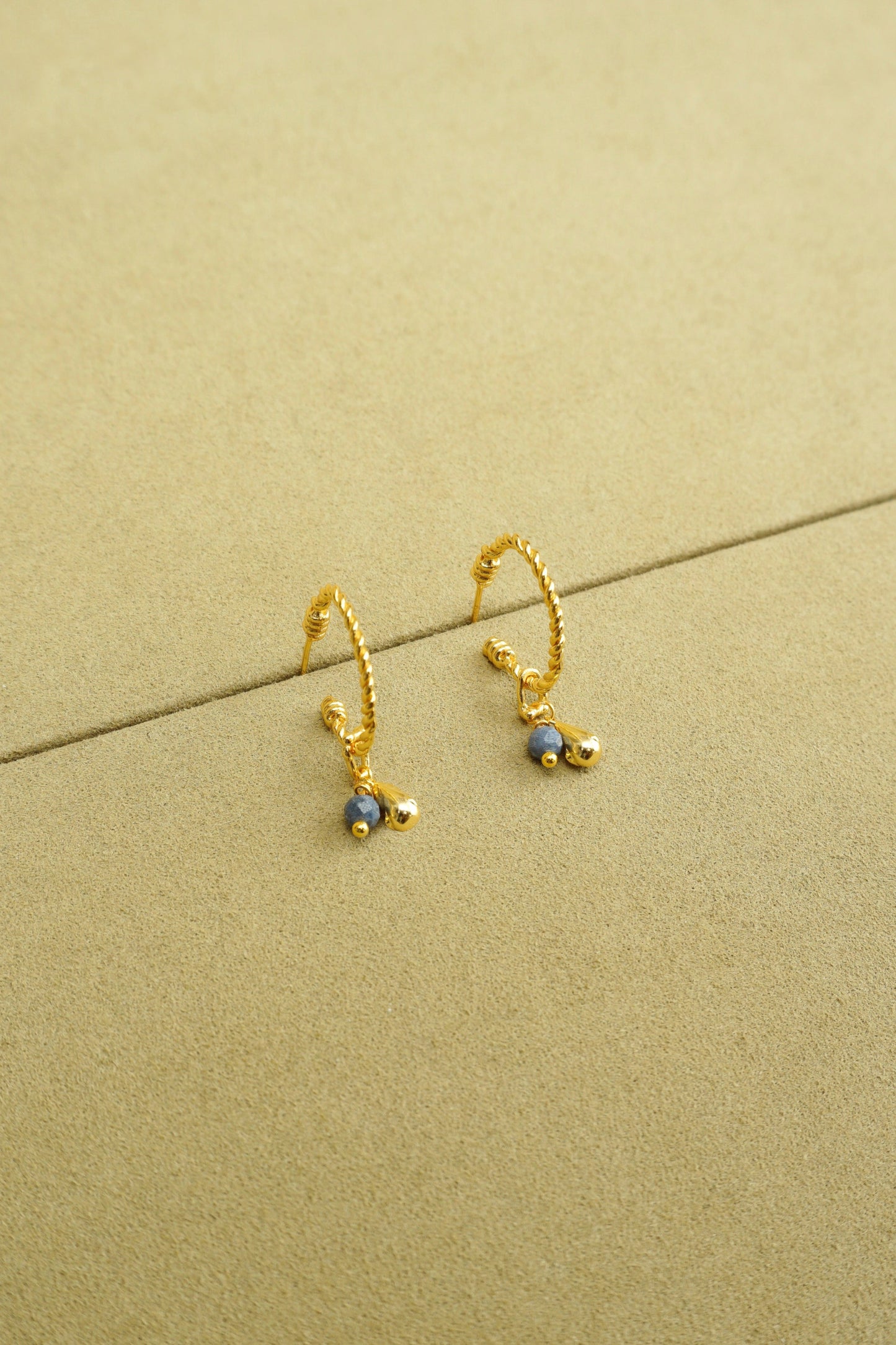 BLUE CORAL LUCKY BEAN STUD EARRINGS