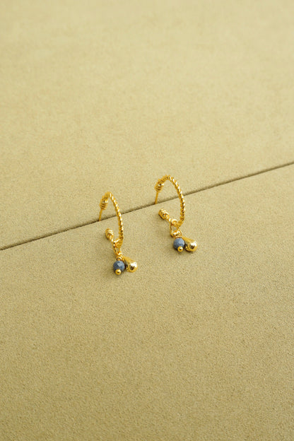 BLUE CORAL LUCKY BEAN STUD EARRINGS