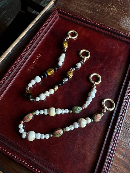 FLOWER JASPER BEADED PHONE CHARM