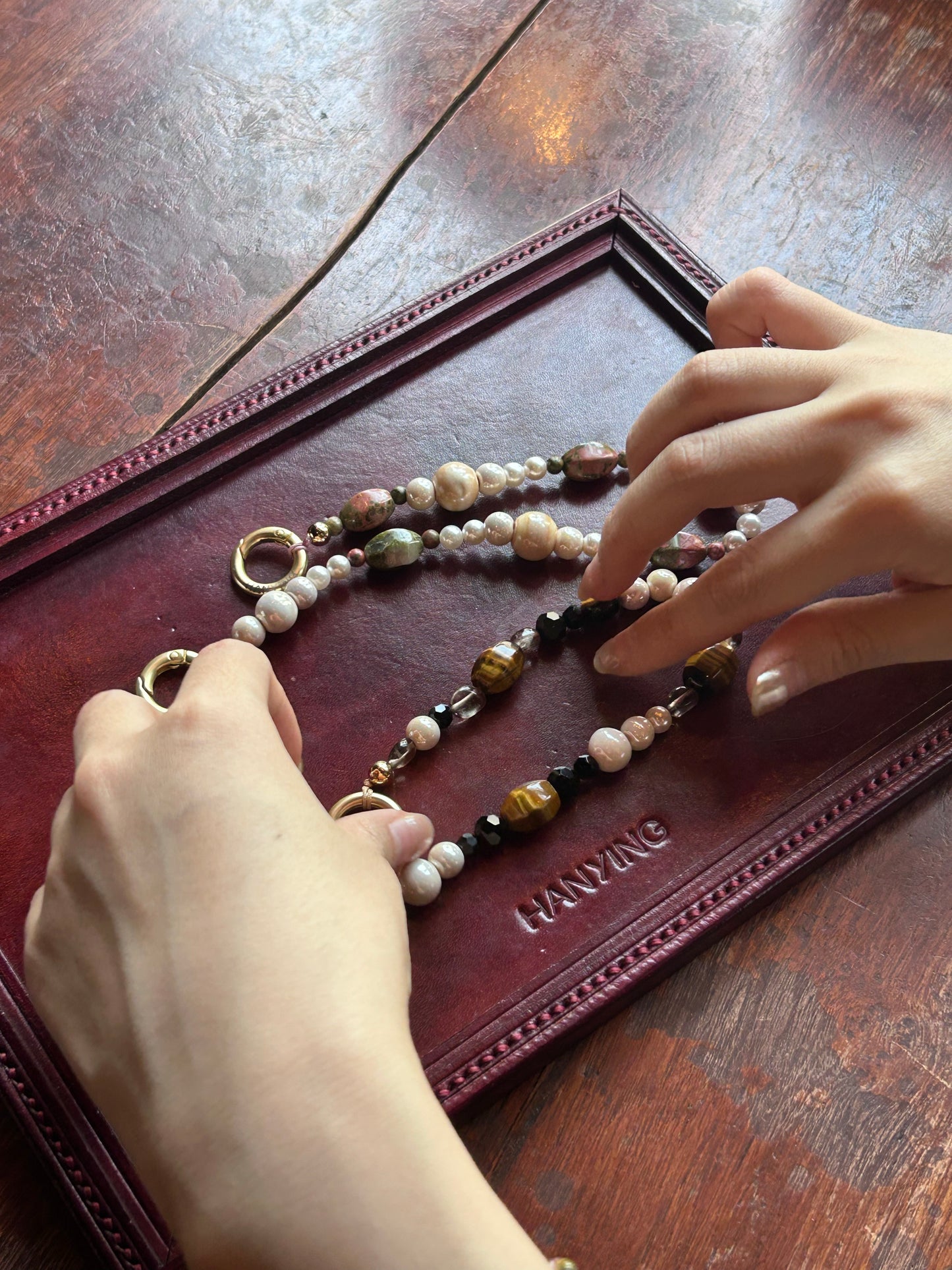 FLOWER JASPER BEADED PHONE CHARM