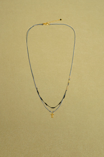 SMALL PAVILION BLACK CRYSTAL BRAIDED NECKLACE