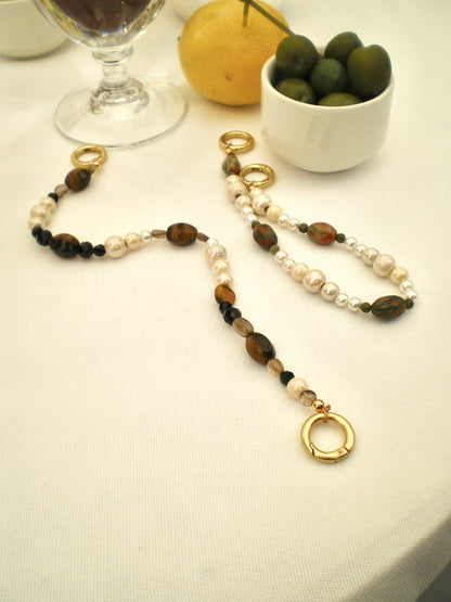 FLOWER JASPER BEADED PHONE CHARM