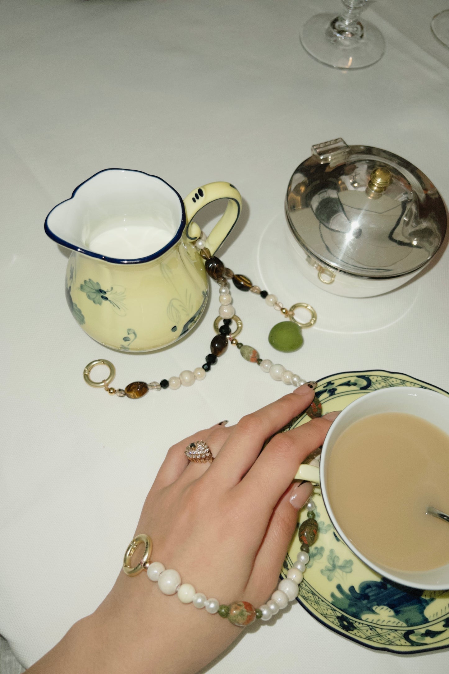 FLOWER JASPER BEADED PHONE CHARM