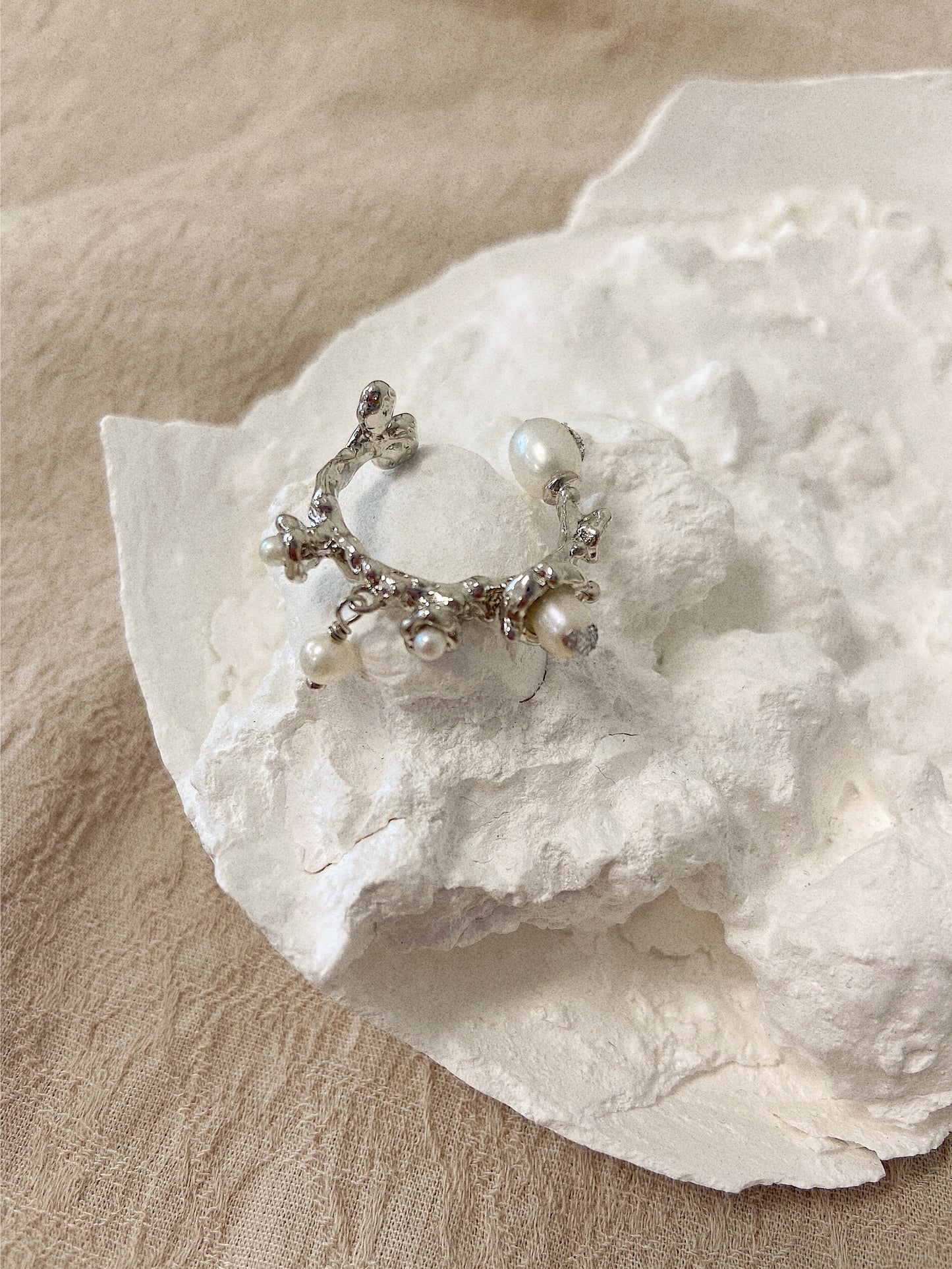 RING & EAR CUFF WITH FRESH WATER PEARL