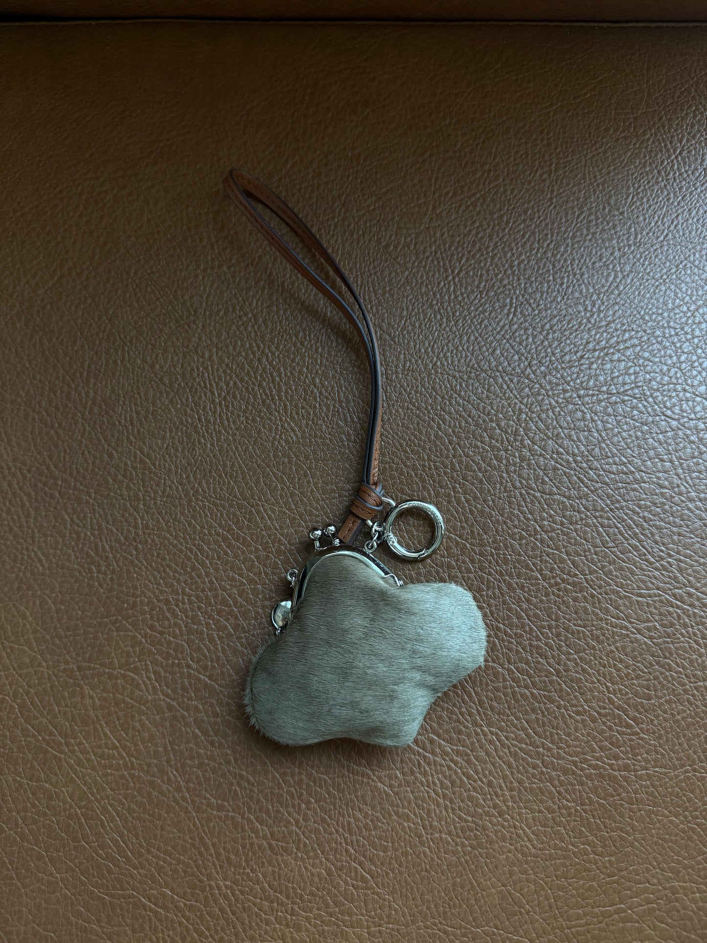 COFFEE HORSE HAIR CLOUD COIN PURSE / CHARM