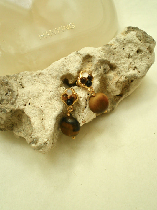 TRICOLOR FLORAL DROP EARRINGS