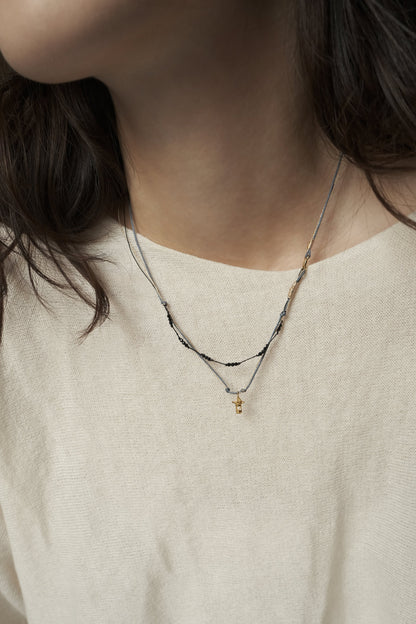 SMALL PAVILION BLACK CRYSTAL BRAIDED NECKLACE