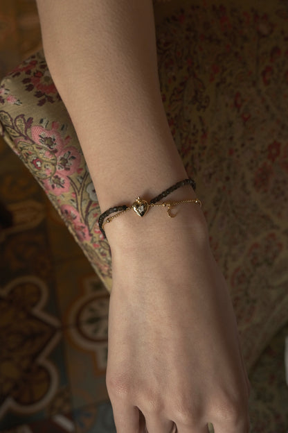 SACRED HEART GOLD OBSIDIAN BRACELET
