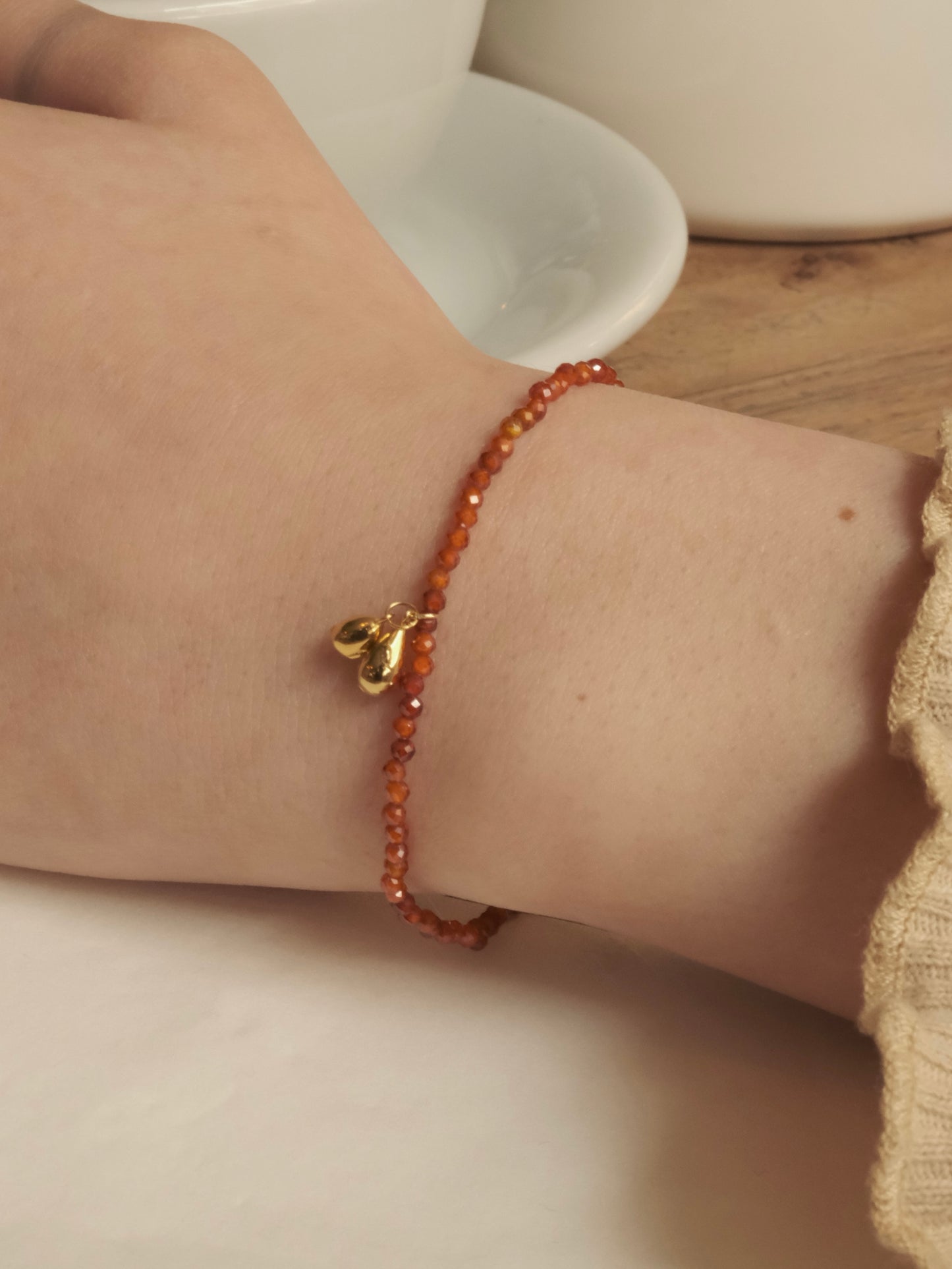 GARNET LUCKY BEAN BRACELET