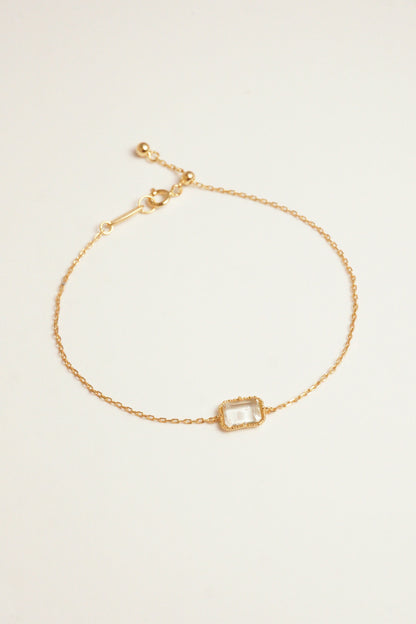 HANDCRAFTED PINK CRYSTAL ENGRAVED BRACELET | 9K GOLD