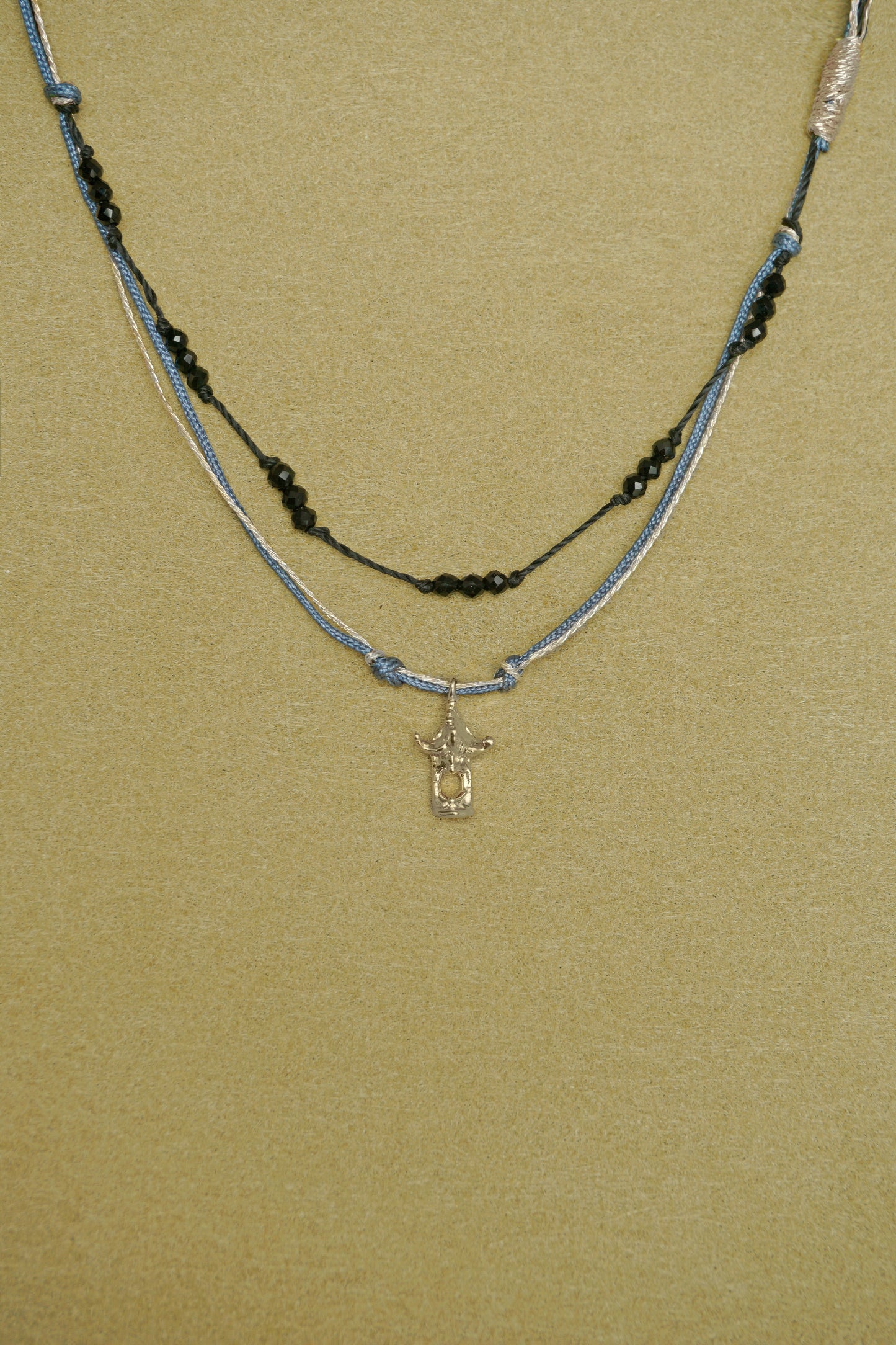 SMALL PAVILION BLACK CRYSTAL BRAIDED NECKLACE