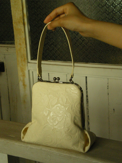 ROSE EMBOSSED COWHIDE LEATHER HANDBAG