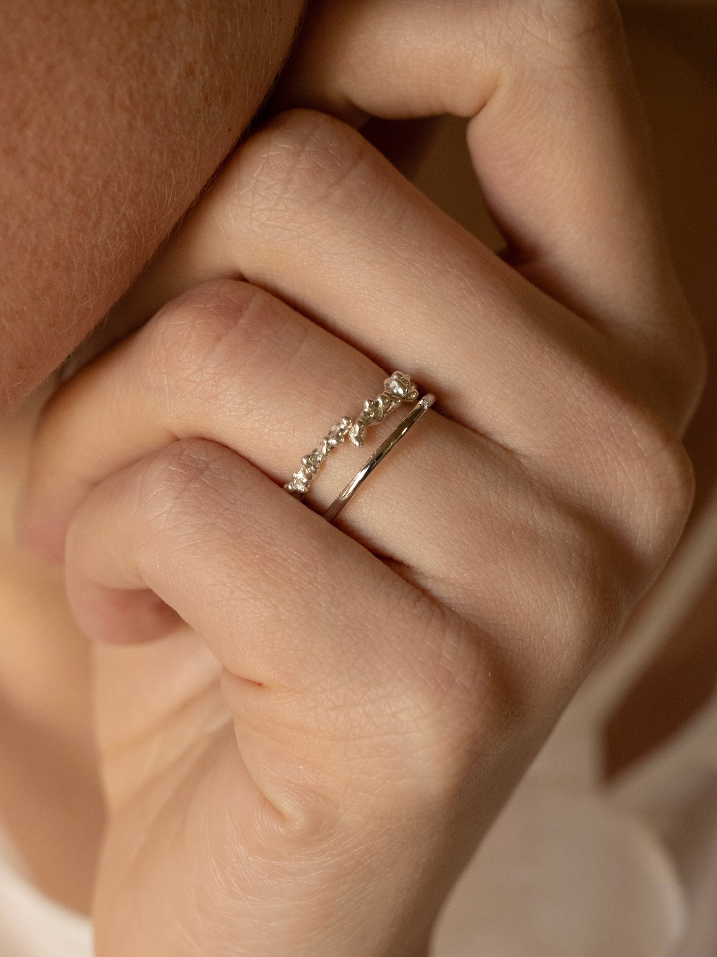 CORAL AND FINE DIAMOND RING SET