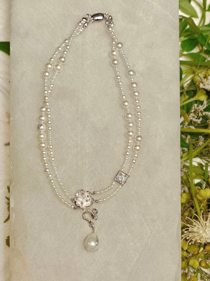 BLOSSOM AND SNAKE DOUBLE PEARL CHOKER