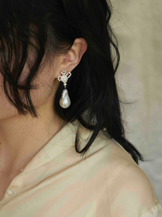 VASE & PEARL TALISMAN EARRINGS