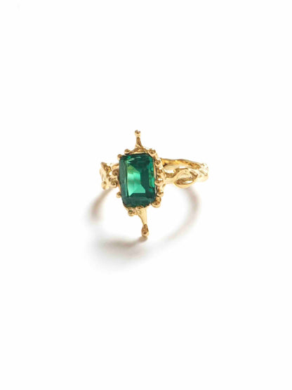 SQUARE EMERALD TALISMAN RING