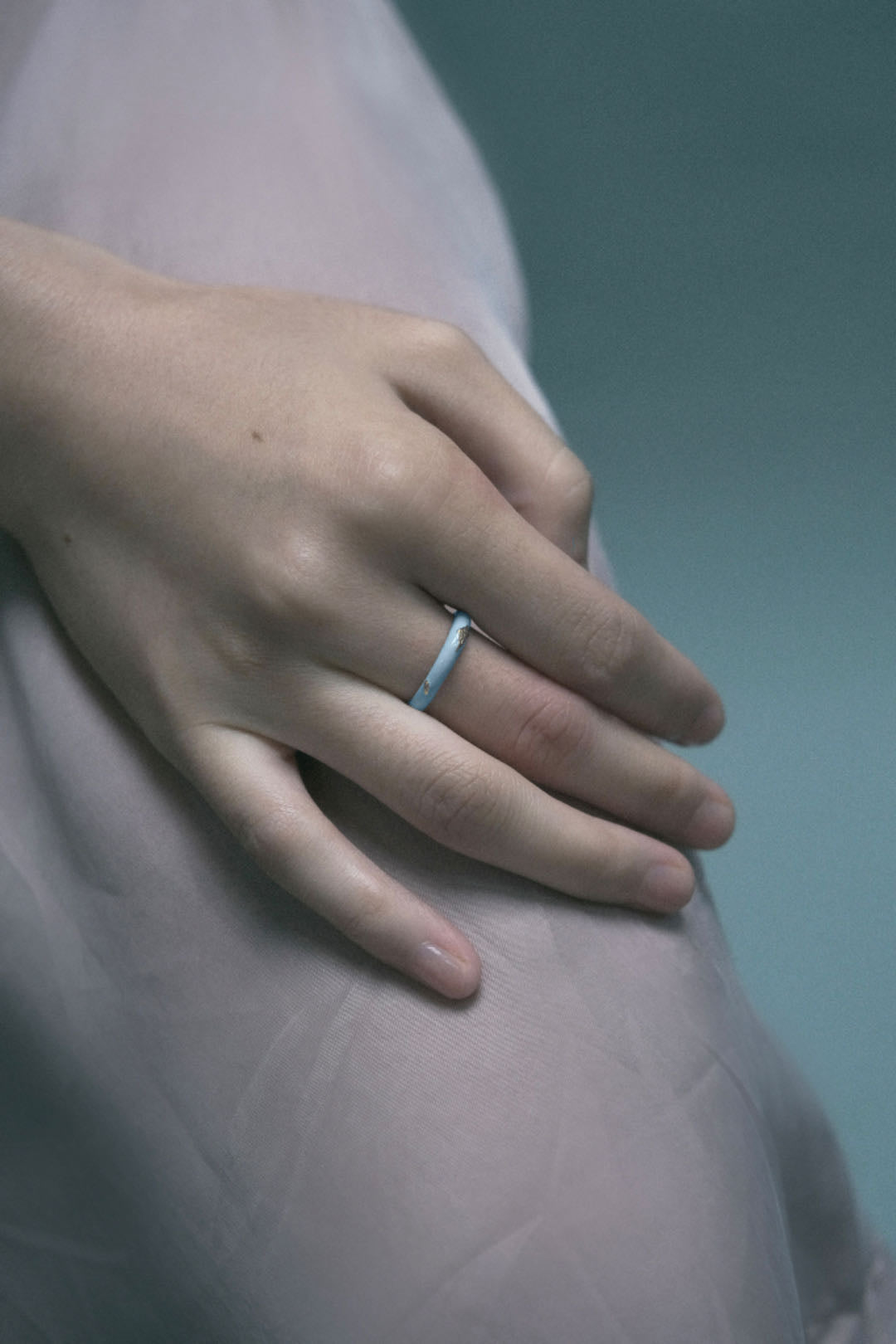 THIN BAND BLUE ENAMEL RING