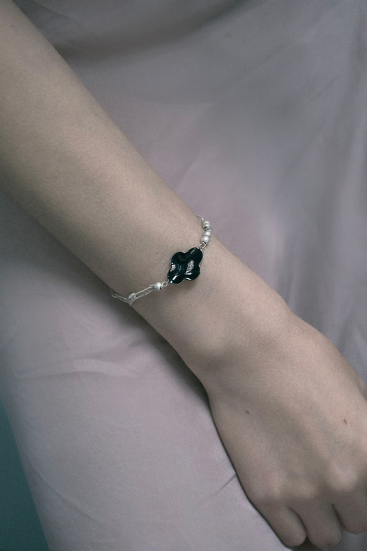 PEONY BLACK ENAMEL BRACELET