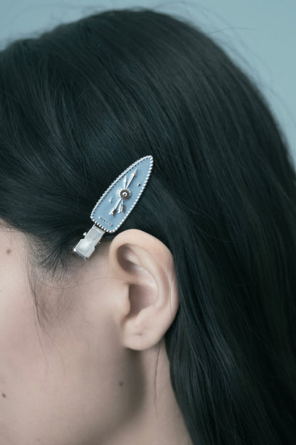 BLUE ENAMEL ARROW HAIR CLIP