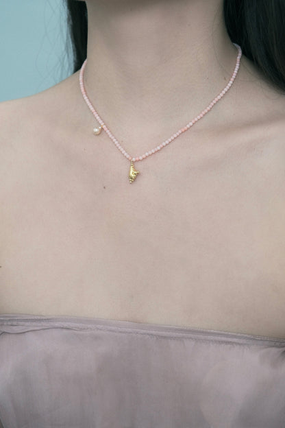 FRESHWATER PEARL PINK CORAL NECKLACE