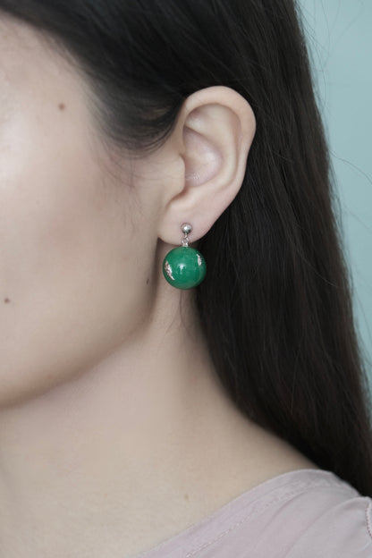 GREEN ENAMEL BELL EARRINGS (SMALL)