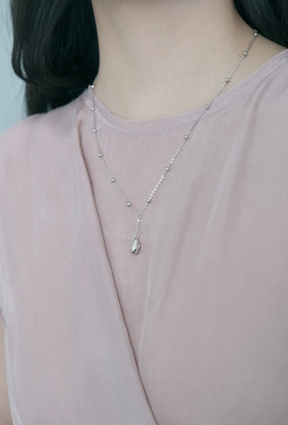 SINGLE LAYER WATER DROP SILVER NECKLACE