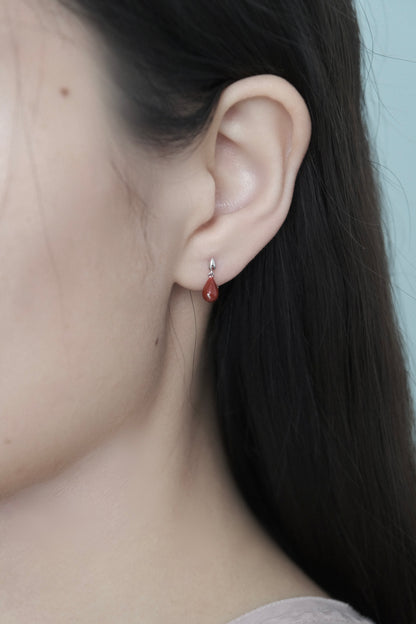 SMALL TEARDROP RED ENAMEL EARRINGS