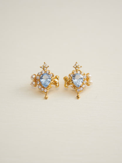 MOLTEN ZIRCON GOLD EARRINGS (LIGHT BLUE)